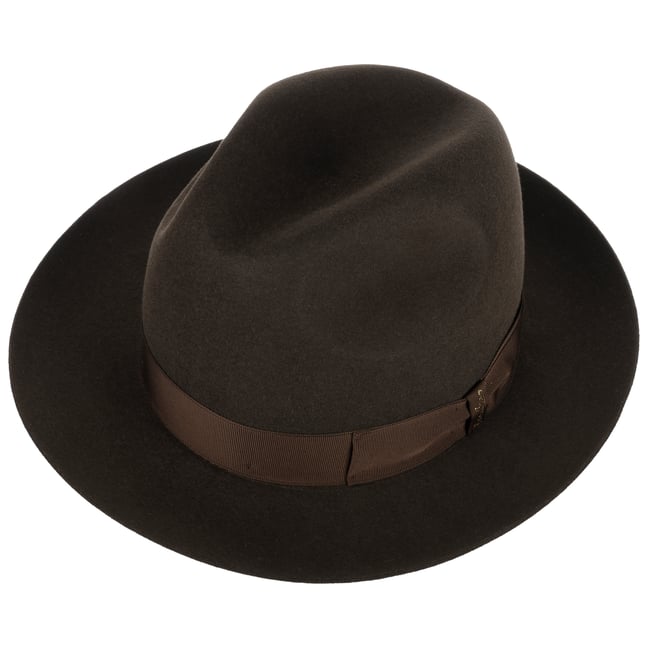 Chapeau Borsalino En Laine Rouge Grenat – Fait Main Italie, Taille 56, Très Chic