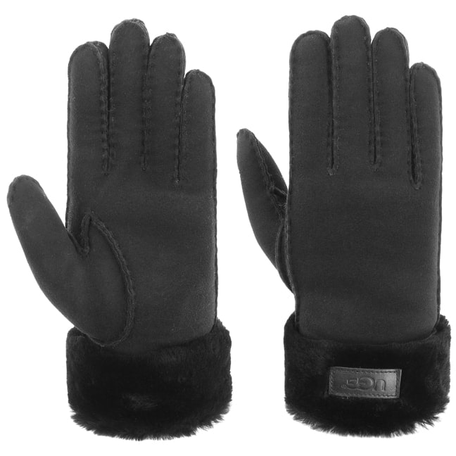 Gants Femme cuir bord fourrure Noir